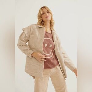 Plaid button front jacket NWT